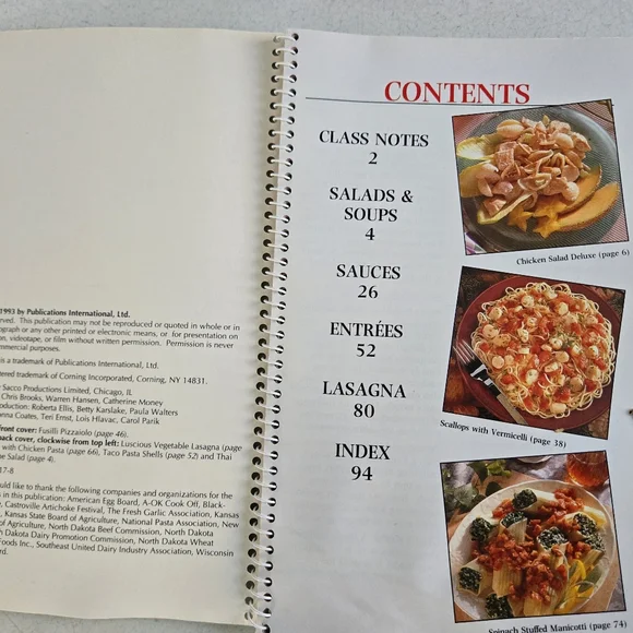Cooking Class Pasta Cookbook Recipe Book - Picture 4 of 5